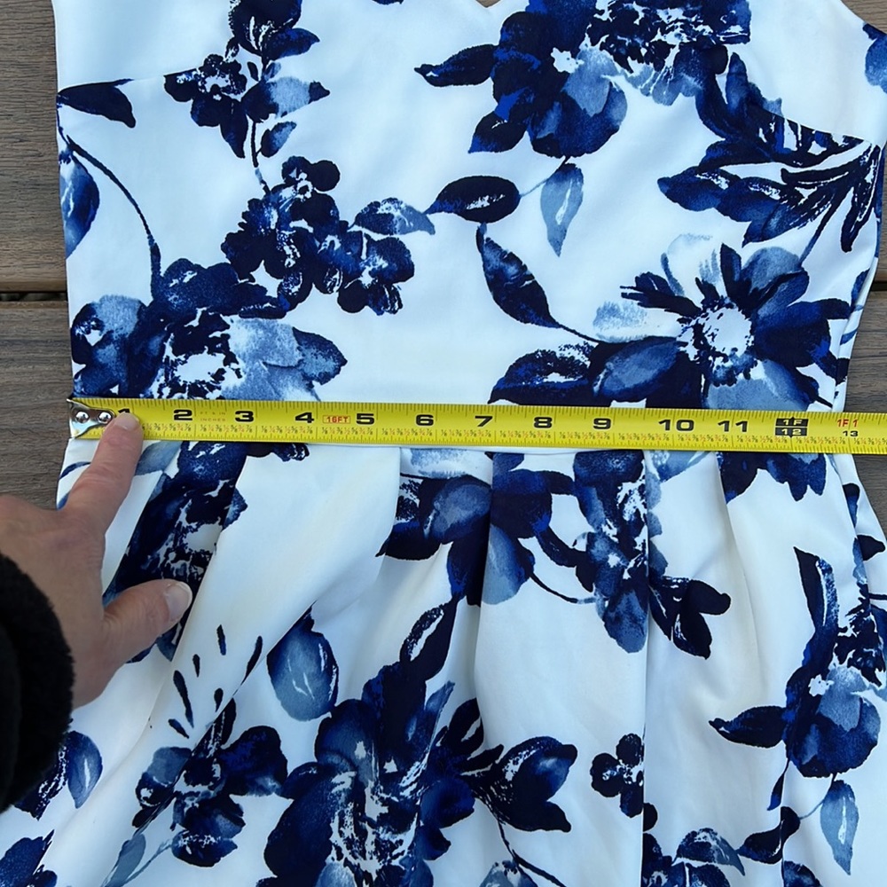 Monteau Blue White Floral Dress Spaghetti Strap Cottagecore Romantic Barbiecore - Picture 6 of 12